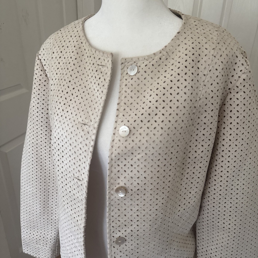 Ruby Rd. Womens Button Down Faux Suede Size 8 Top Jacket Cutout Western Dressy